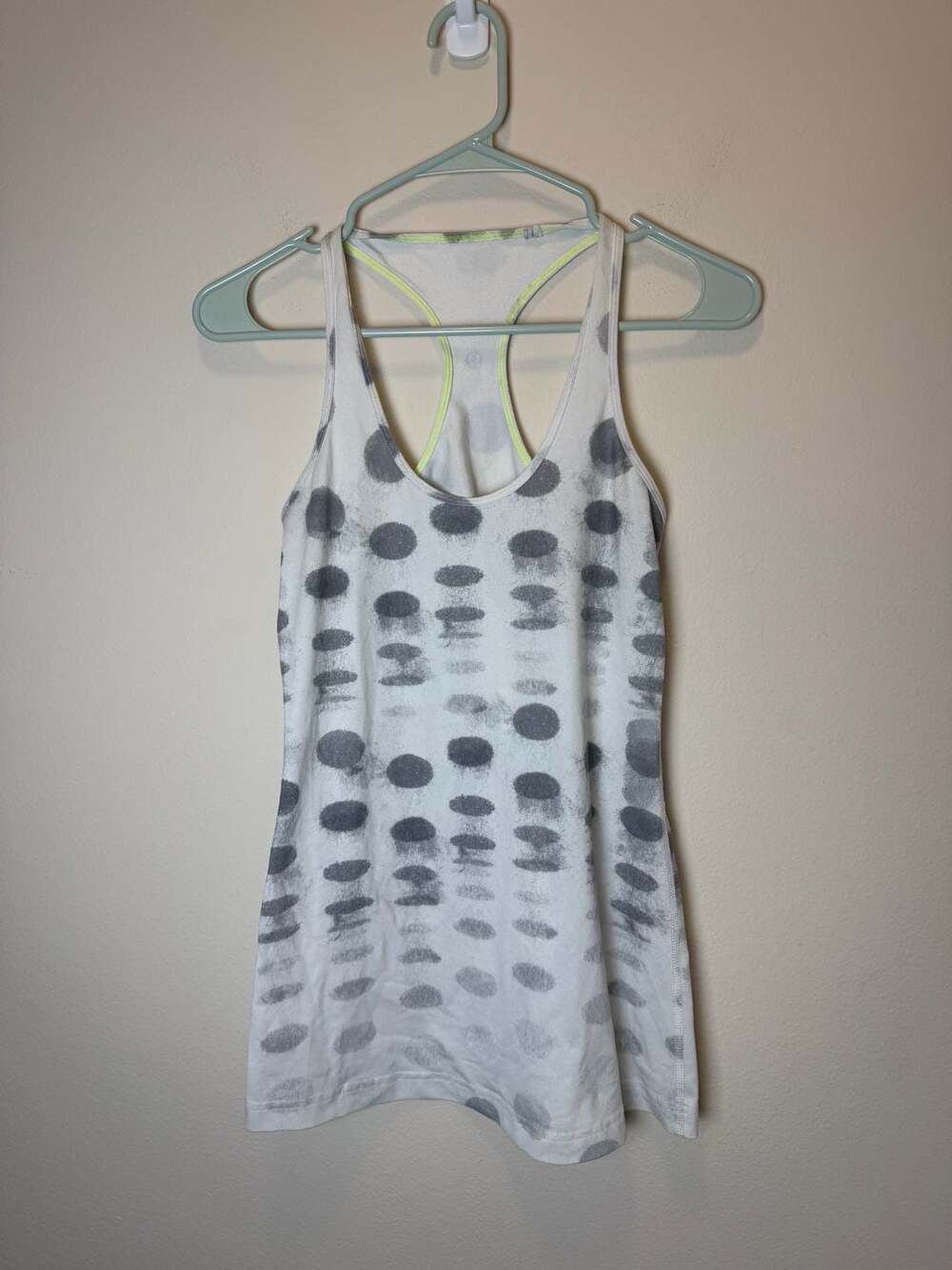 Lululemon Polka Dot Tank Top White Gray Racerback Athletic